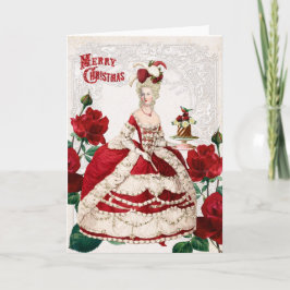 Marie Antoinette Christmas Card Cake red roses Karte