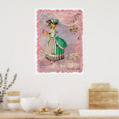 Marie Antoinette Cupcake & Bird Poster Print (Küche)