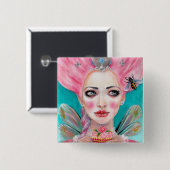 Marie Antoinette Cupcake Fee - Queen Bee Button (Vorne & Hinten)