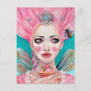 Marie Antoinette Cupcake Fee - Queen Bee Postkarte