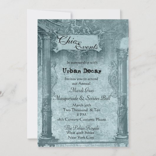 Marie Antoinette Diamanten und Staub-Einladungen Einladung (Rückseite)