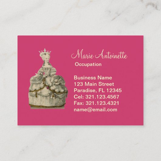 Marie Antoinette extravagantes Kleid (mehr Wahlen) Visitenkarte (Rückseite)