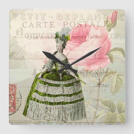 Marie Antoinette Französisch-Accent-Uhr Quadratische Wanduhr (Vorderseite)