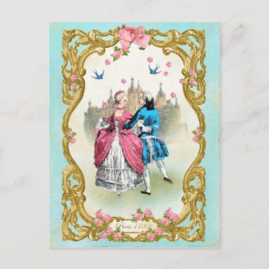 Marie Antoinette, Französisch, Rokoko, Rosa, Rose, Postkarte (Vorderseite)