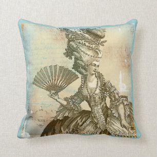 Marie Antoinette French Blue & Sepia Kissen