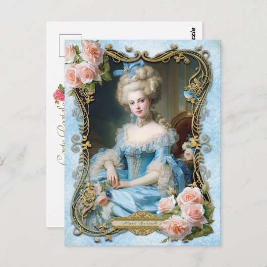 Marie Antoinette,French,Paris,portrait,roses ポストカー Postkarte (Vorne/Hinten)