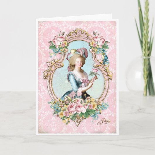 Marie Antoinette French Paris rose portrait カード Dankeskarte (Vorderseite)