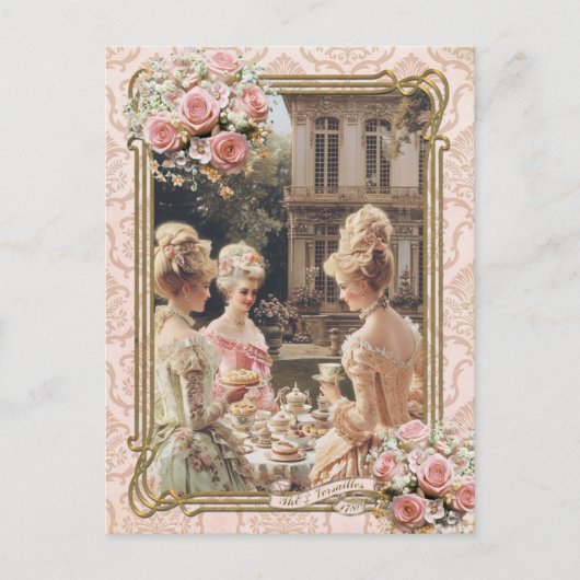 Marie Antoinette,French,Paris,tea,cake,roses ポストカー Postkarte (Vorderseite)
