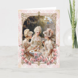 Marie Antoinette,French,Paris,tea,cake,roses 招待状 Dankeskarte