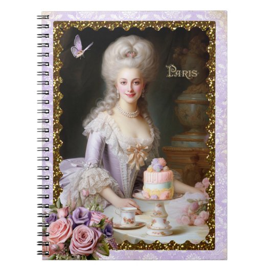 Marie Antoinette,French,Paris,tea,cake,roses Notizblock (Vorderseite)
