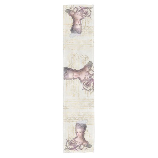 Marie Antoinette & French script Table Runner Kurzer Tischläufer (Vorderseite)
