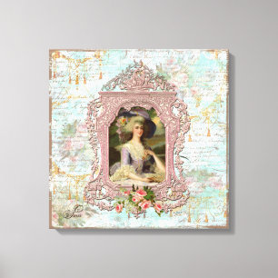 Marie Antoinette Gerahmt in Rosa Leinwanddruck
