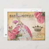 Marie Antoinette Gold Crown Rose Post Card Postkarte (Vorne/Hinten)