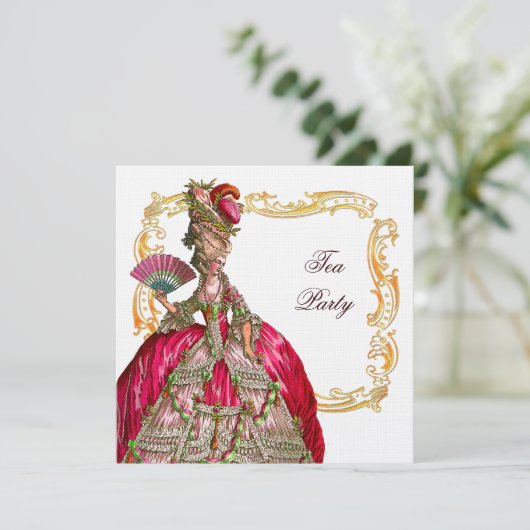 Marie-Antoinette-Gold-Rahmen Einladung (Stehend Vorderseite)
