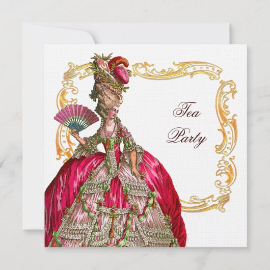 Marie-Antoinette-Gold-Rahmen Einladung (Vorderseite)