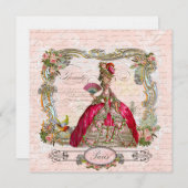 Marie Antoinette Hot Pink & Paris Einladung (Vorne/Hinten)