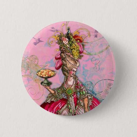 Marie Antoinette Hot Pink & Peacock Button (Vorderseite)
