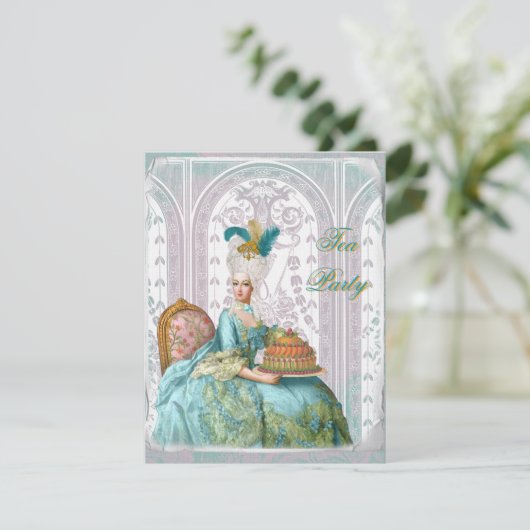 Marie Antoinette in Aqua Einladung (Stehend Vorderseite)
