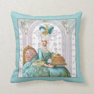 Marie Antoinette in Aqua mit Kuchen Kissen