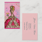 Marie Antoinette in Pink mit Peacock Visitenkarte (Vorne/Hinten)