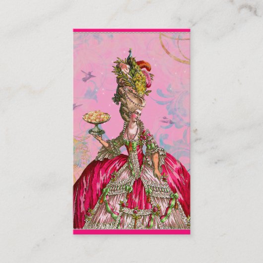 Marie Antoinette in Pink mit Peacock Visitenkarte (Vorderseite)