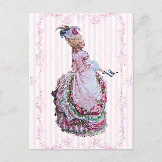 Marie Antoinette in rosa Einladung Postkarten (Vorderseite)