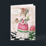 Marie Antoinette Karte<br><div class="desc">Ein Modegeck des 18. Jahrhundertswird in eine bunte Spaßgeburtstagskarte geschaffen. Marie Antoinette hält einen Geburtstagskuchen mit einem schönen Schmetterling,  der auf ihrem Arm stillsteht. Eine perfekte Karte für diese spezielle Person.</div>