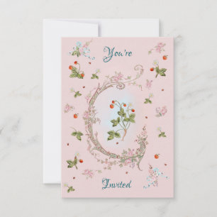 Marie Antoinette Kleine Erdbeere Rosa Einladung