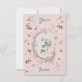 Marie Antoinette Kleine Erdbeere Rosa Einladung