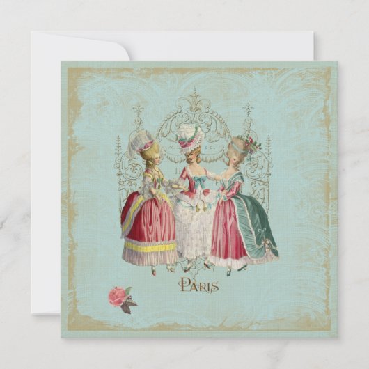 Marie Antoinette Ladys in Wart Einladung (Vorderseite)