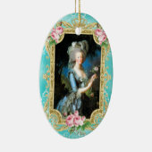 Marie Antoinette LeBrun Portrait Blue Damask Ornam Keramik Ornament (Rechts)