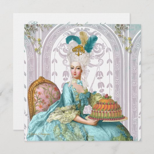 Marie Antoinette Ließ sie zum Kuchen Einladung (Vorne/Hinten)