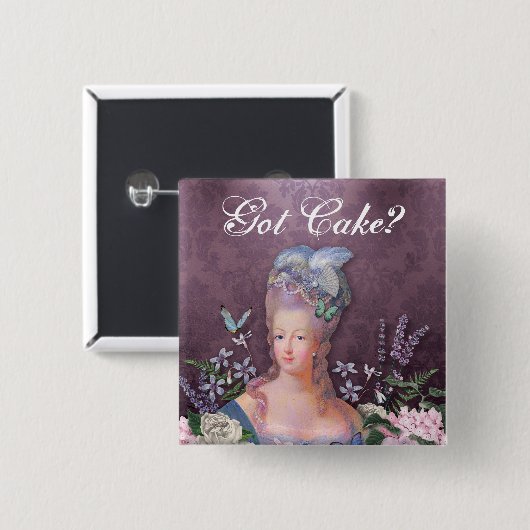 Marie Antoinette lila Blumendamast Button (Vorne & Hinten)