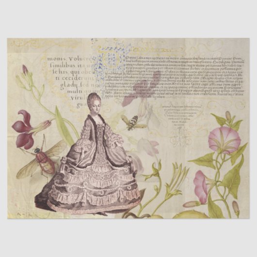Marie Antoinette mit Bienen und Blume Seidenpapier (Vorderseite)