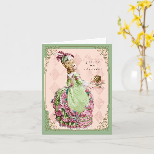 Marie Antoinette mit Kuchen Karte (Gelbe Blume)