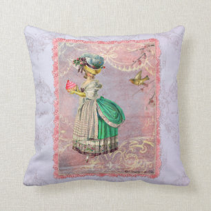Marie Antoinette mit Kuchen-u. Vogel-Wurfs-Kissen Kissen