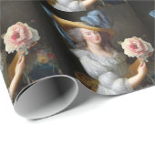 Marie Antoinette mit Pink Anemone Blume Geschenkpapier (Rolleneckpunkt)