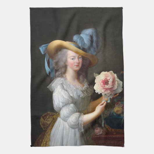 Marie Antoinette mit Pink Anemone Blume Geschirrtuch (Vertikal)