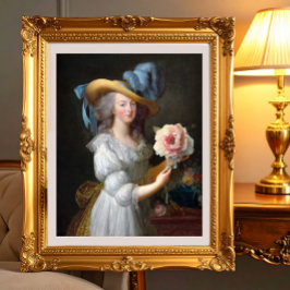 Marie Antoinette mit rosafarbenem Péony Fotodruck