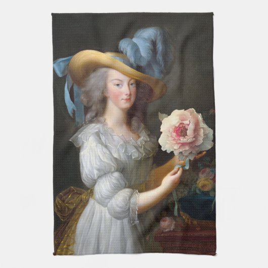 Marie Antoinette mit rosafarbenem Péony Geschirrtuch (Vertikal)