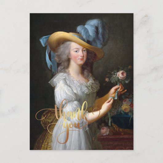 Marie Antoinette mit Rose Danke Postkarte (Vorderseite)