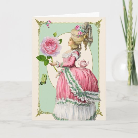 Marie Antoinette mit Rose Karte (Vorderseite)