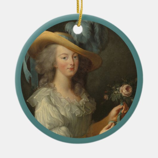 Marie Antoinette mit Rose Keramik Ornament (Vorne)