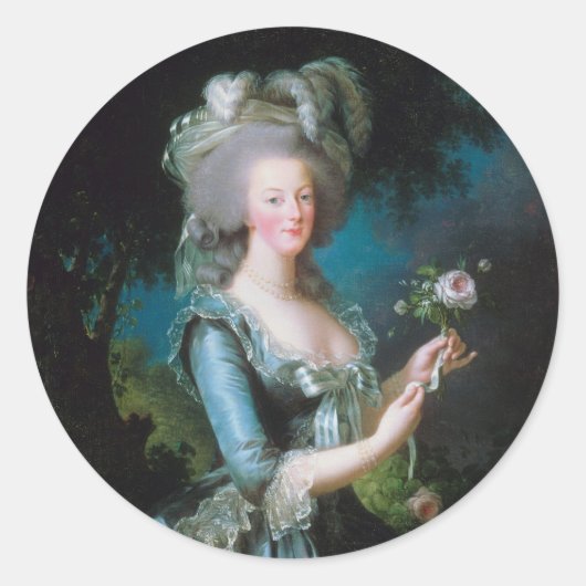 Marie-Antoinette mit Rose von Elisabeth Lebrun Runder Aufkleber (Vorderseite)