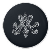 Marie Antoinette Monogramm Monogram initials navy Keramikknauf (Vorderseite)