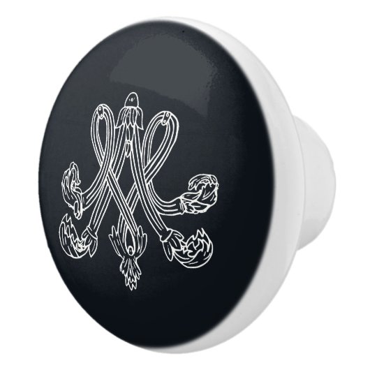 Marie Antoinette Monogramm Monogram initials navy Keramikknauf (Rechts)