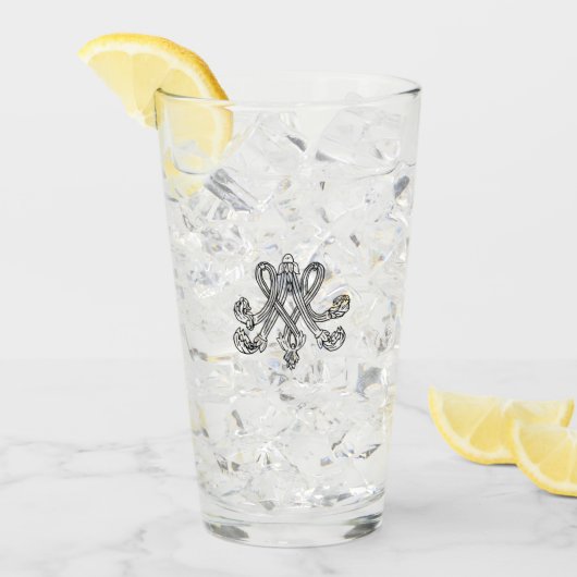 Marie Antoinette Monogramm Royal Monogram initial Glas (Vorderseite Ice)