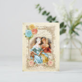 Marie Antoinette, Paris, blau, rosa Rosen Rokoko Postkarte (Stehend Vorderseite)