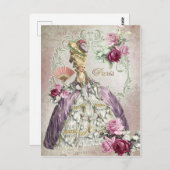Marie Antoinette, Paris, lila Rose, Postkarte (Vorne/Hinten)