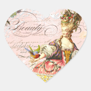 Marie Antoinette Paris Rosa Rosen Herz-Aufkleber